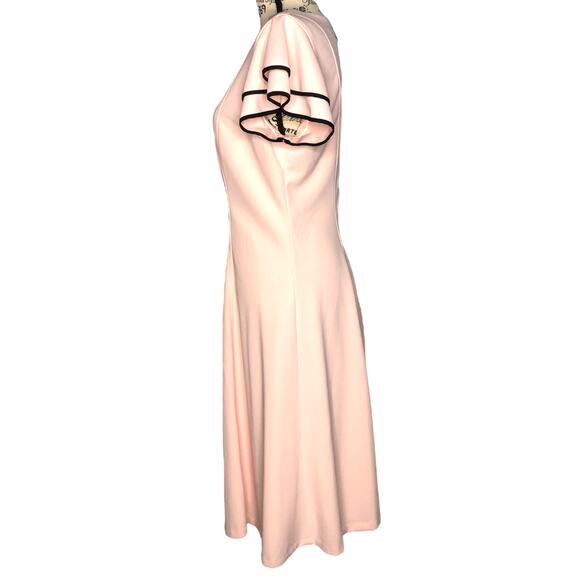 Tommy Hilfiger SIZE 10 Pink Ruffled Black Detail Short Sleeve Fit & Flare Dress - Picture 4 of 12